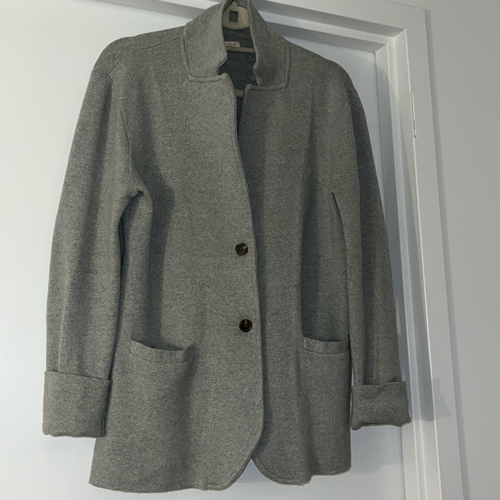 J.Crew Merino Gray Wool Sweater-Blazer Size M